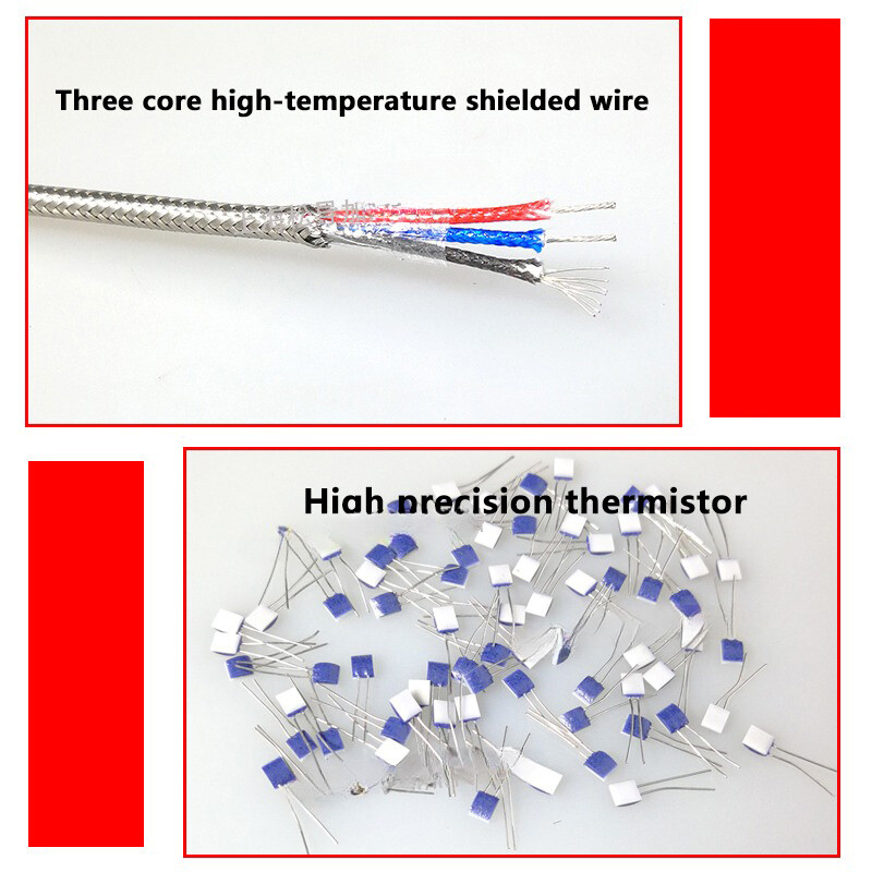 Pt100 high temperature probe type temperature sensor glass fiber insulation