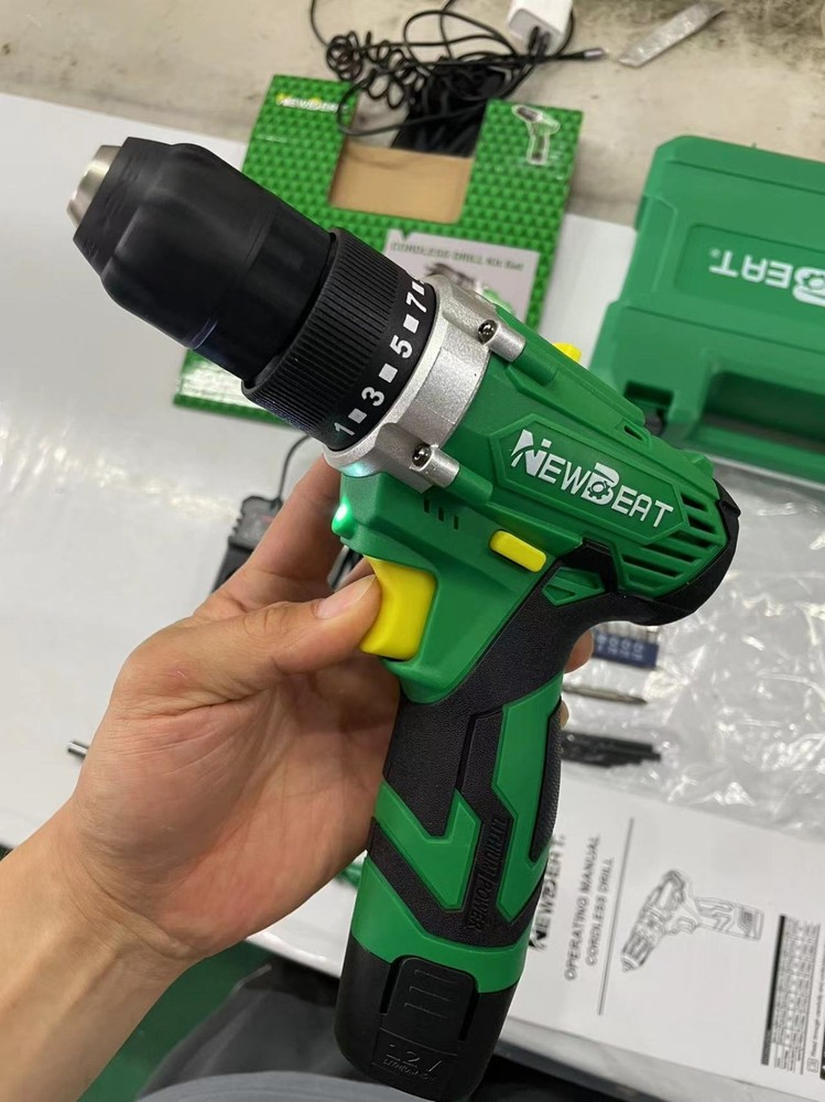 Rechargeable 12V Drill Driver Set w/ Flex Shaft Twist Bits & Carrying Case Tool