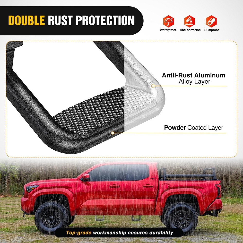 Universal Side Step Slip-Proof Aluminum Side Hoop Steps Nerf Bars Assembly 4 Pcs