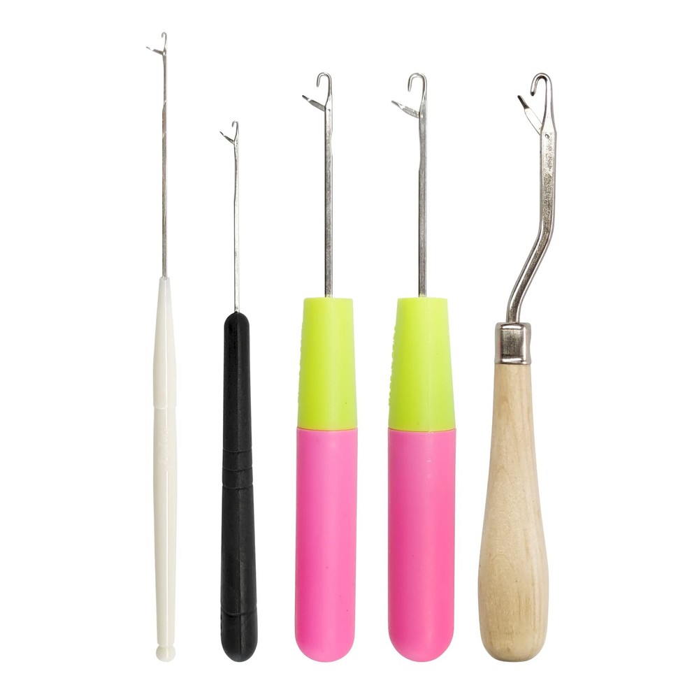 Crochet Hooks 5Pcs, Latch Hook Kit For Hair Extensions, Silver