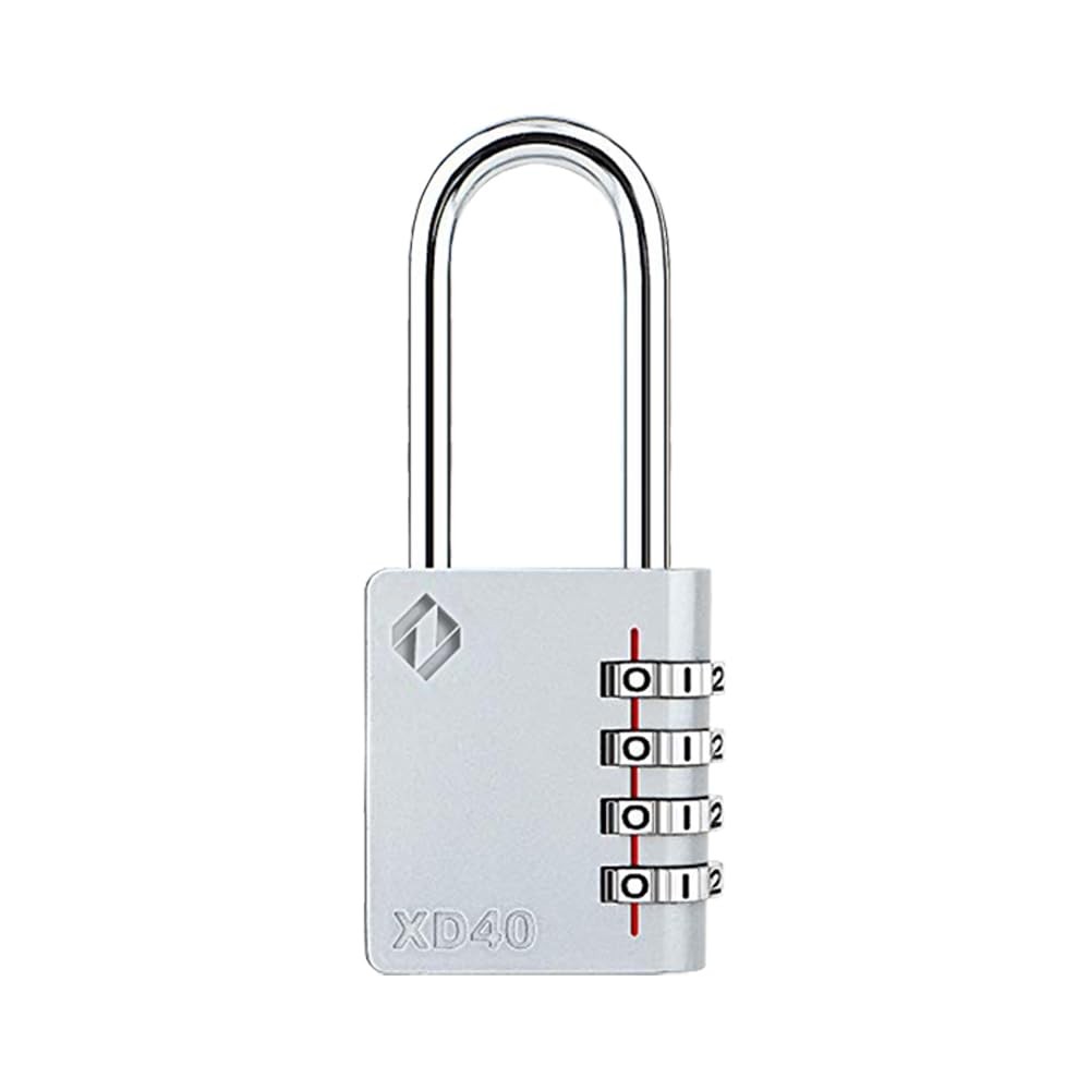 XD40L 4-Digit Long Shackle Combination Padlock, Gray, 1-Pack