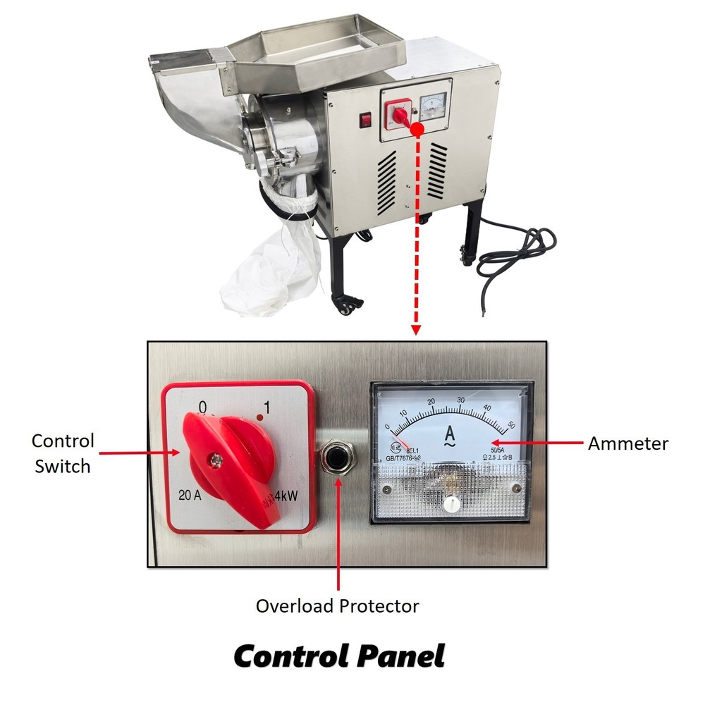 Horizontal Grain Pulverizer Grinder 220V Stainless Steel Continuous Feeding Type