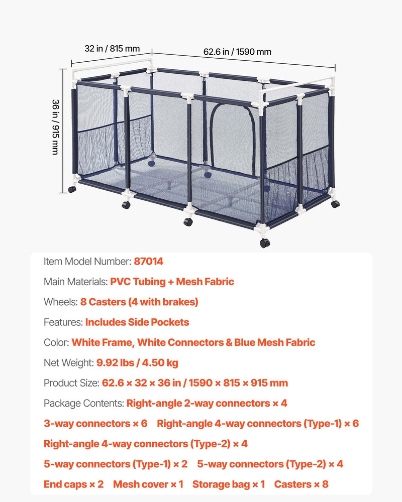 Pool Storage Bin, 62.6 X 32 X 36 In, Rolling Pool Float Storage Organizer with S