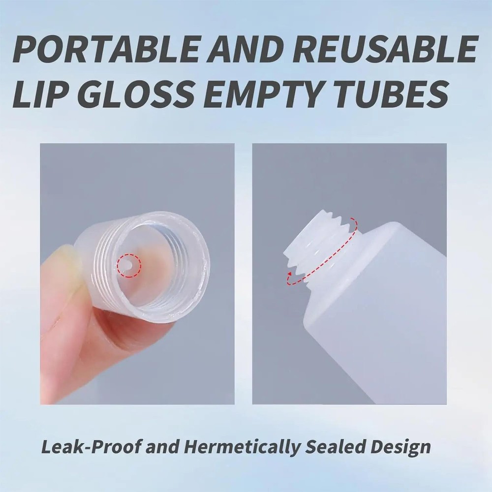 6PCS Empty Lip Gloss Tubes - 8ml Clear Refillable Squeeze for 8ml/6pcs