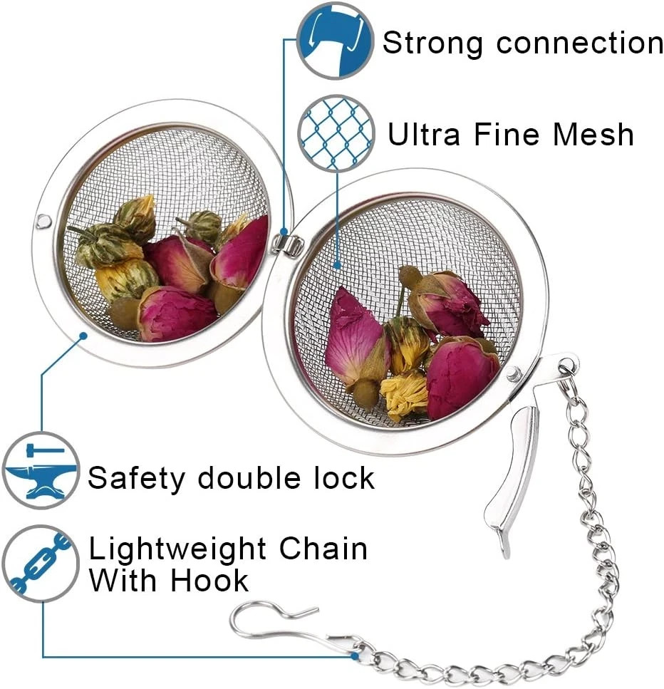 2PCS Stainless Steel Mesh Tea Infuser, 2.1 Inch Tea Ball, Strainer Tea Diffuser,