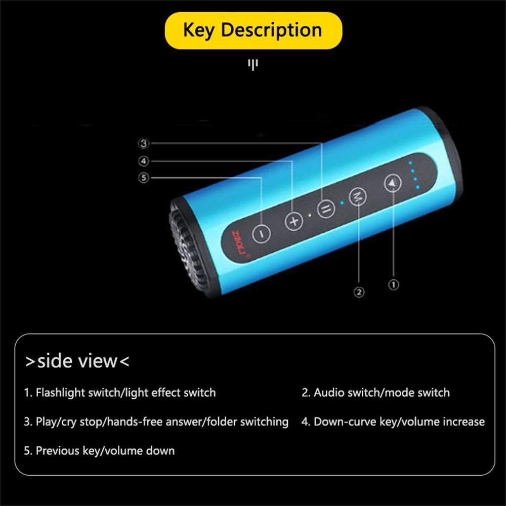 1* USB Charging Cycling Bluetooth Wireless Speaker+Power Bank+Bracket+Flashlight