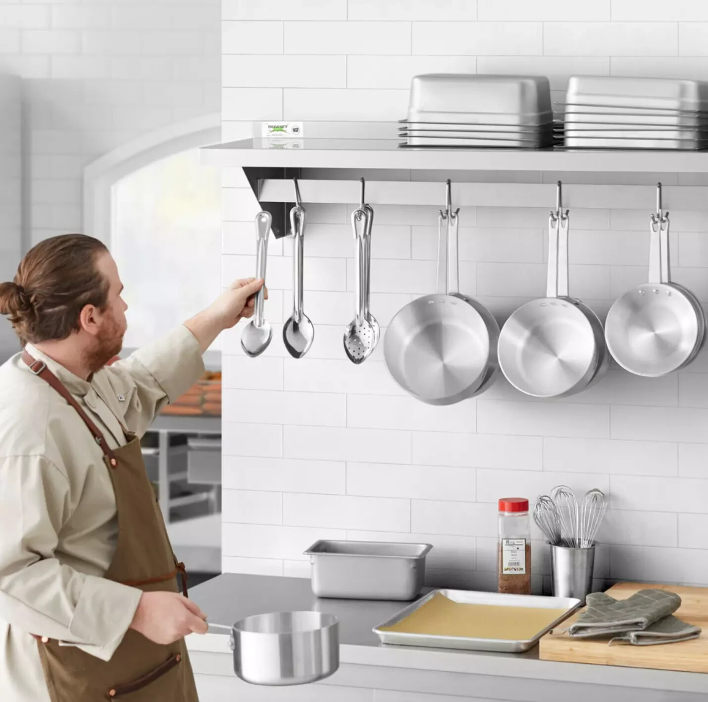 15" x 48" Stainless Steel Wall Pot Pan Rack Shelf Commercial Restaurant Kitchen