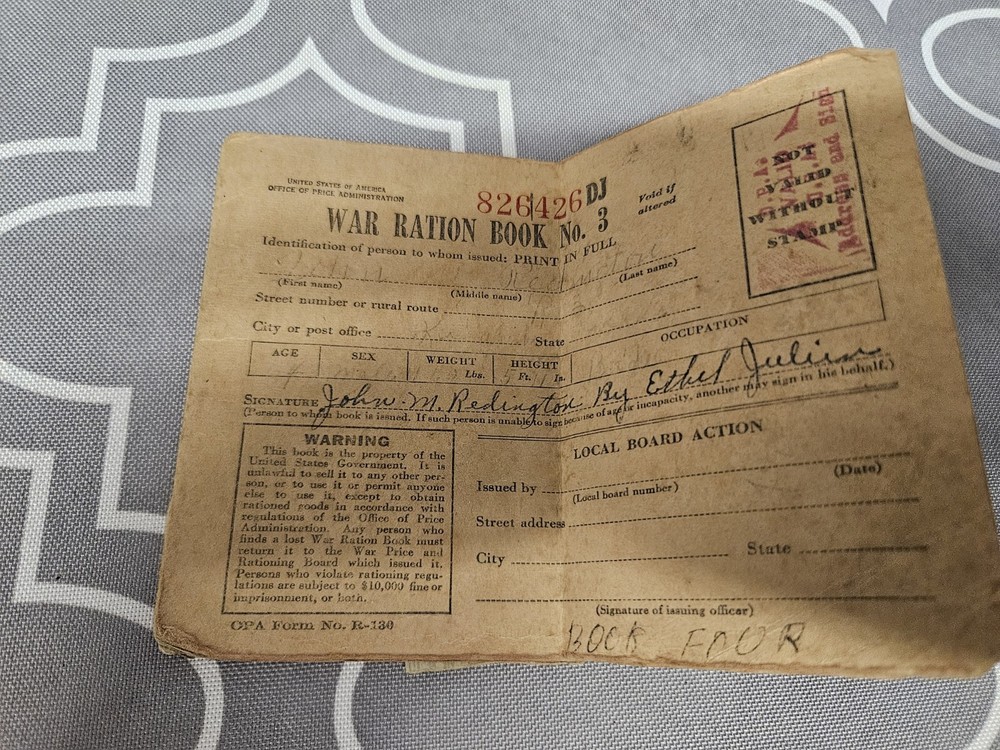 WWII War Ration Book w/ Stamps