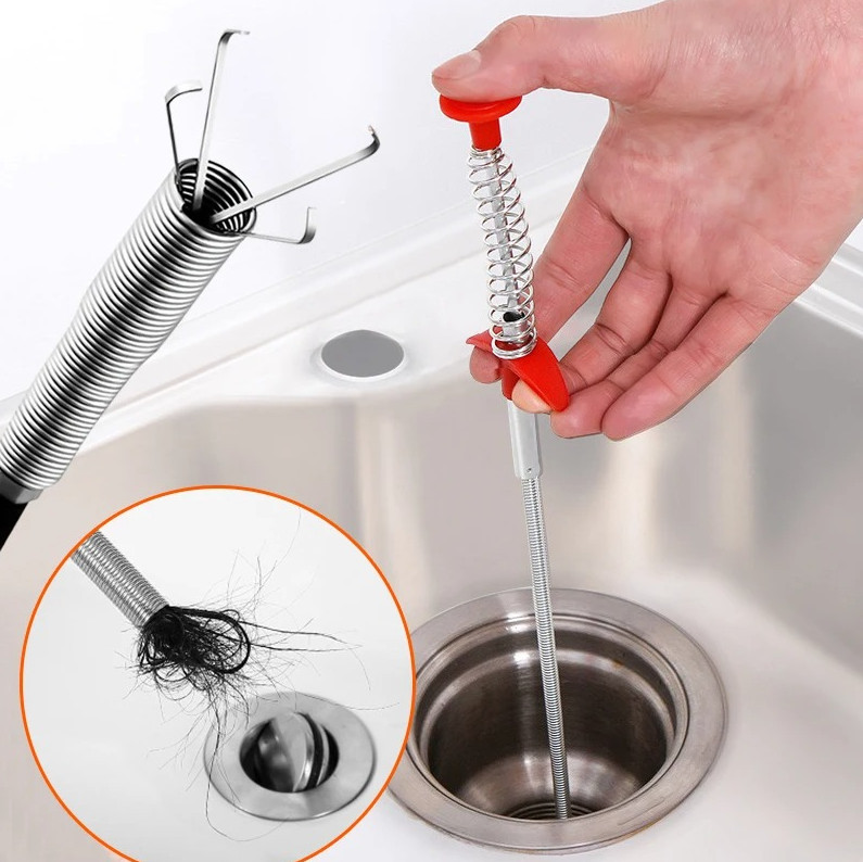 60cm Spring Drain Snake Pipe Dredging Tool Claw Grabber Clog Remover