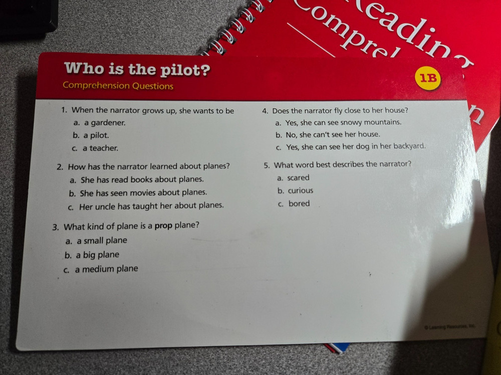 Reading Comprehension Cards – Set 2 (Learning Resources) Great for SPED~Good