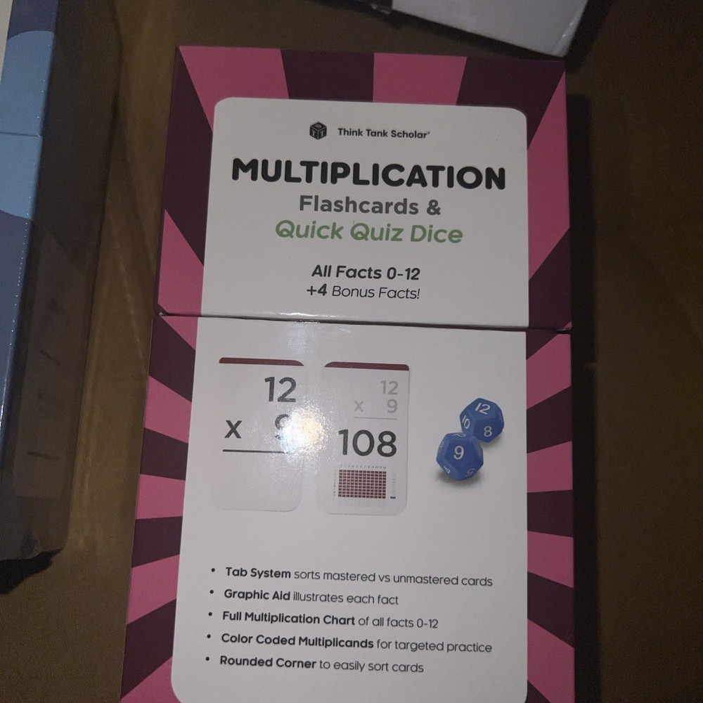 Think Tank Scholar Math Division,Multiplication Flash cards & Dice Bundle Fre🎁