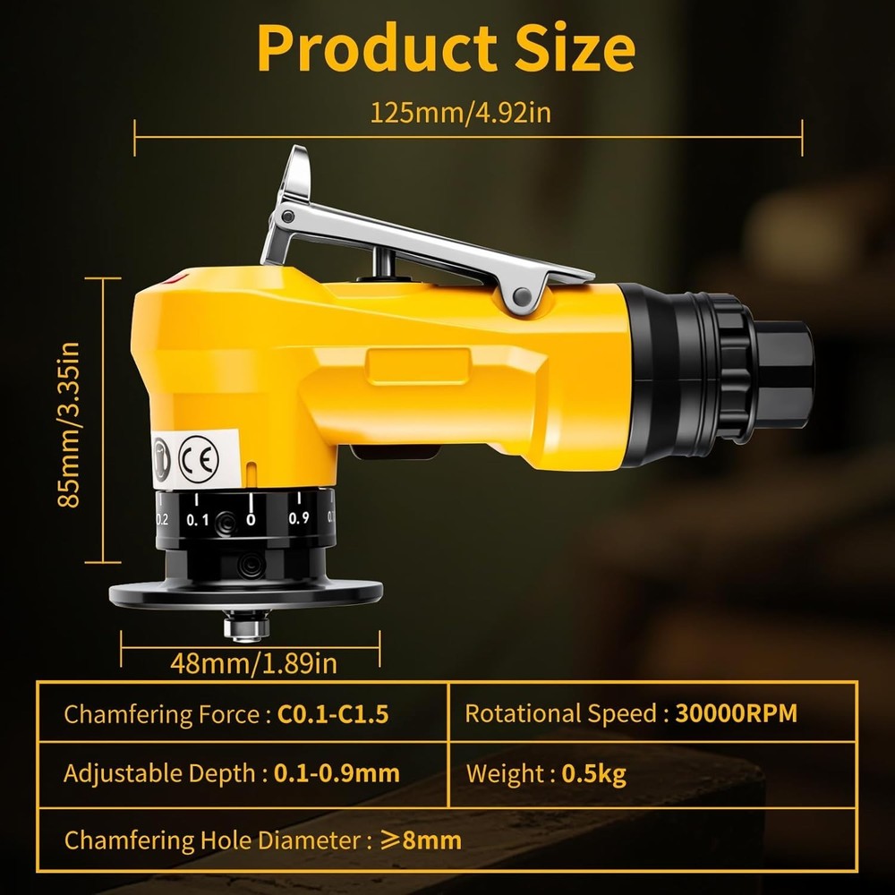 2-in-1 Pneumatic Chamfering Tool - Air-Powered Precision Cutting Tool