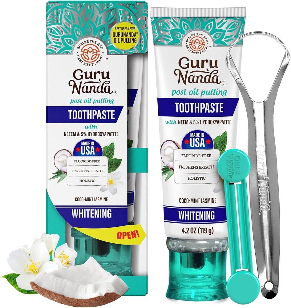 GuruNanda Hydroxyapatite Toothpaste, SLS & Fluoride Free, Whitening Toothpaste w