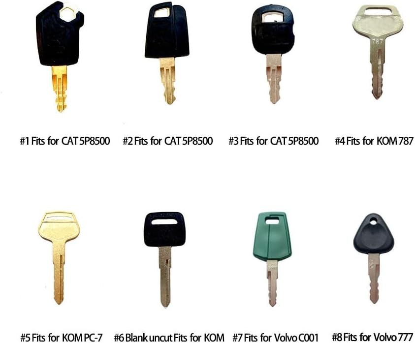 16-Piece Construction Machine Operator Key Set - Includes Bonus Keys & Guides