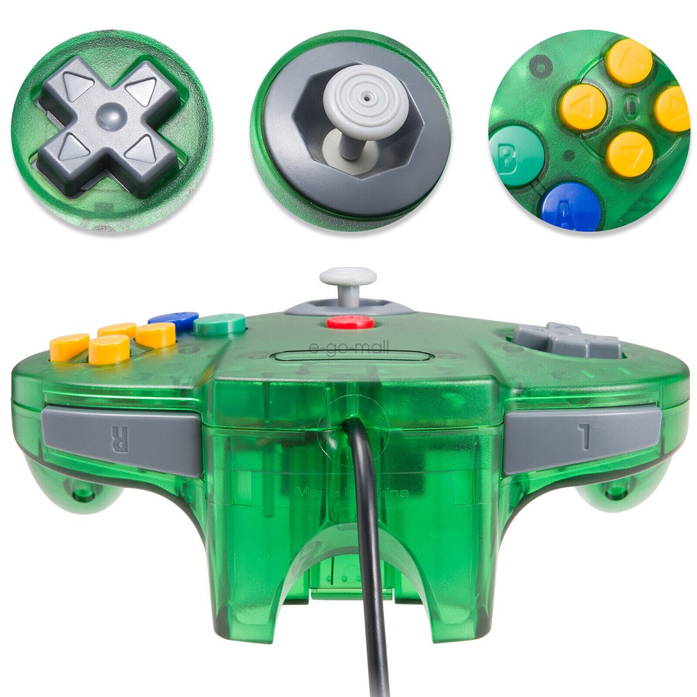 Classic N64 Controller Joystick Remote for N64 VideoGame Gamepad-Clear Green