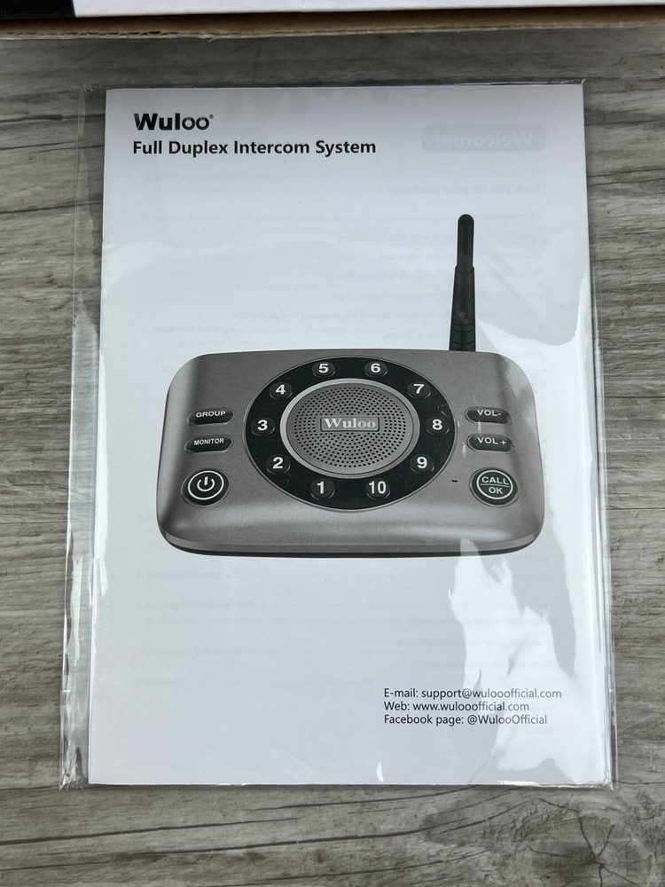 Wuloo S600-P2 Black Gray Full Duplex Wireless Intercom System 2 Pack NEW