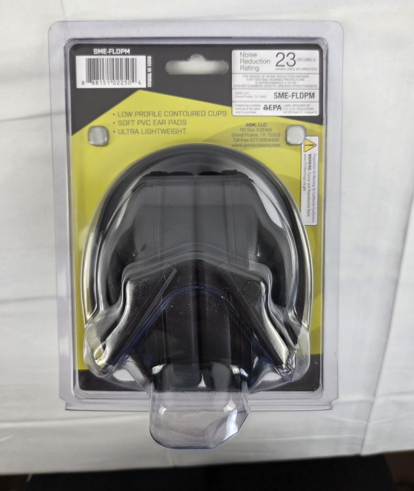 SME Low Profile Ear Muffs For Shooting Range Black Lightweight