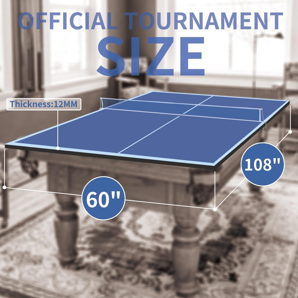 9ft Blue Mid-Size Conversion Top Foldable & Portable Table Tennis