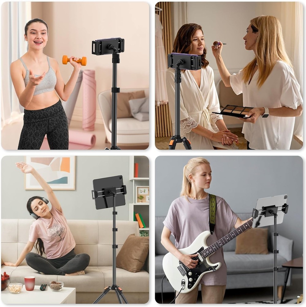 Stable 72" Height Adjustable Tablet Tripod for Streaming and Recording