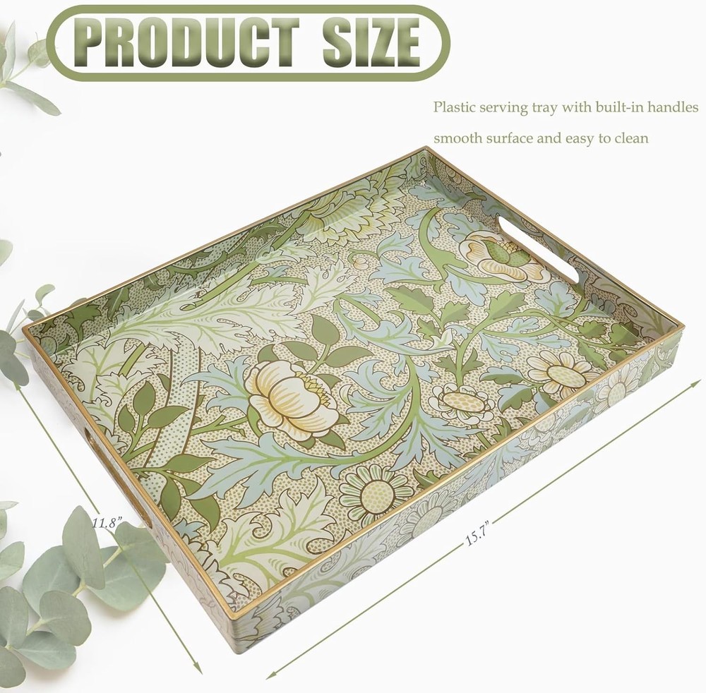Plastic decorative tray with handle