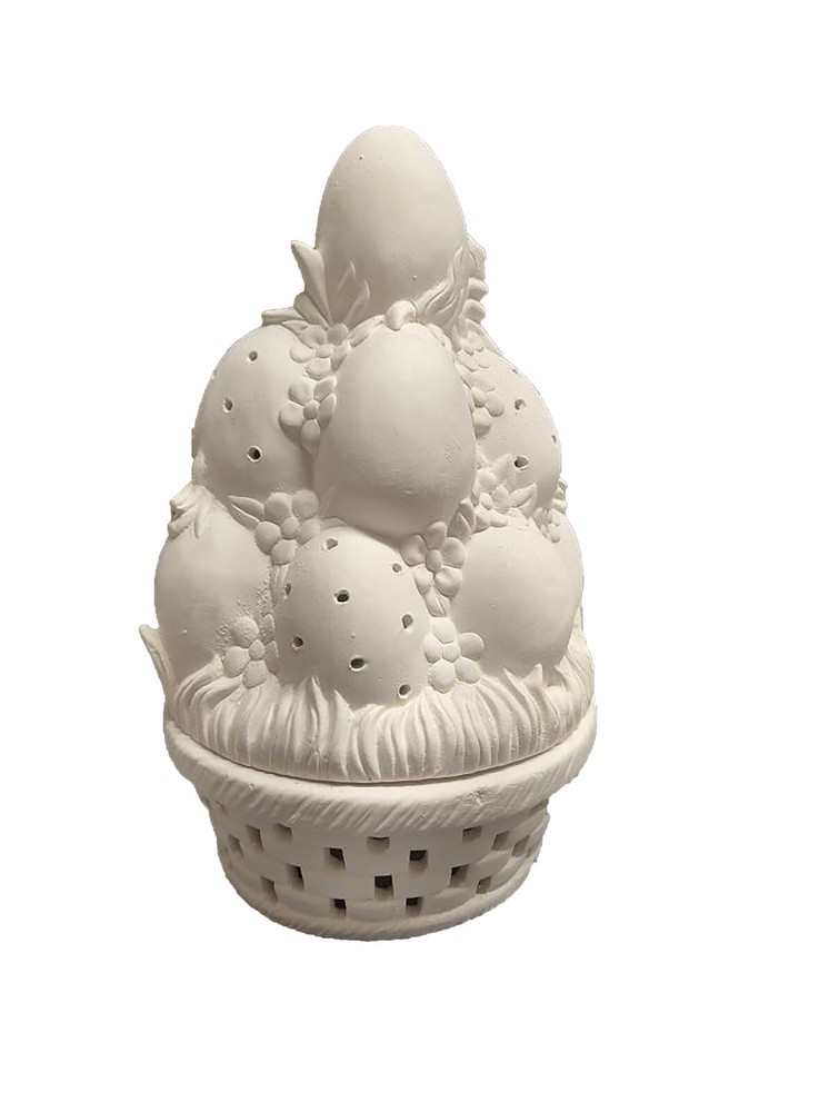 Easter Egg Stack Basket 13" ceramic bisque, ready to paint LIGHT IS NOT INCLUDED