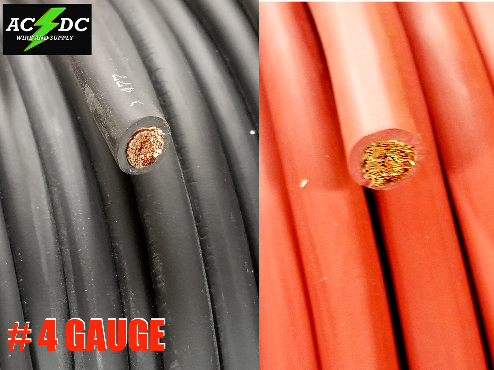 4 AWG Gauge AWG Welding Lead & Car Battery Cable Copper Wire MADE IN USA