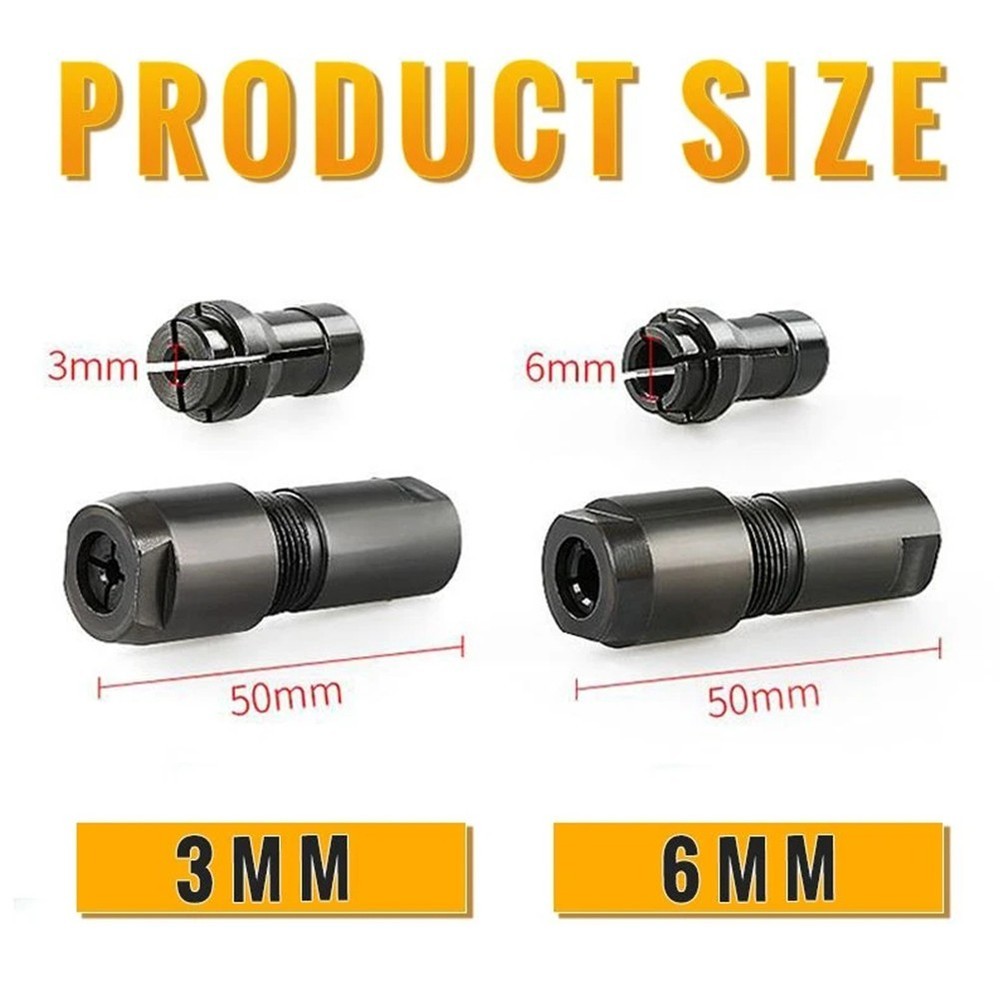 Angle Grinder to Straight Grinder Adapter Set 2pcs M10 Thread 3mm/6mm Options