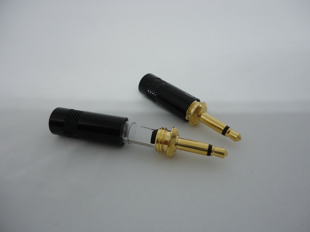 2Pcs Pack Mono 3.5mm DIY Wire Cable Tip Gold-Plated Plug Adapter Terminal Tip A+