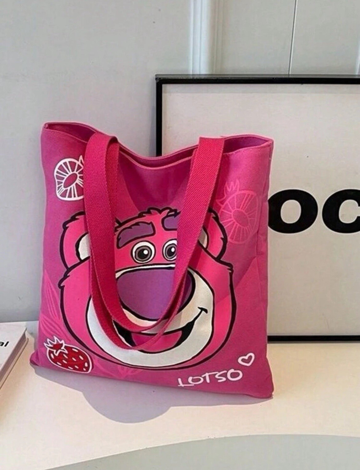 New DISNEY Toy Story LOTSO Canvas Bag PINK Purse Handbag BEAR Shoulder Bag