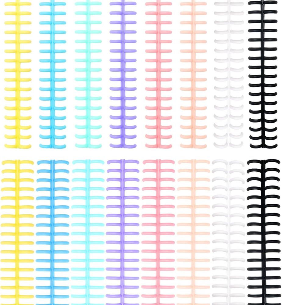 16 PCS Comb Binding Spines, Plastic Spiral Binding Coils, 30 Rings Click Binding
