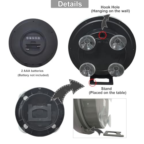 Digital Waterproof Shower Clock, Digital Wall Clock for Bathroom with Silver