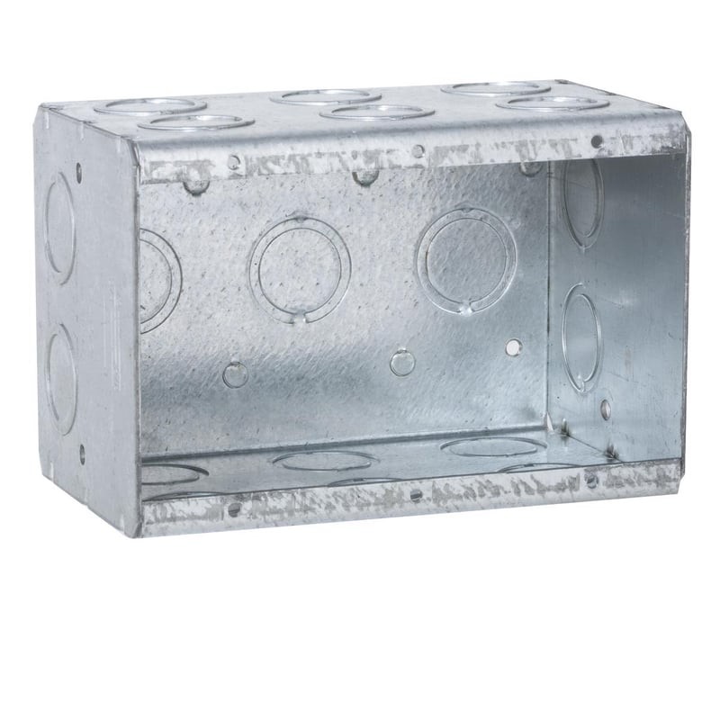 Multiple 697 3 Gang Masonry Box, 3-1/2 in Deep, Combo KO's