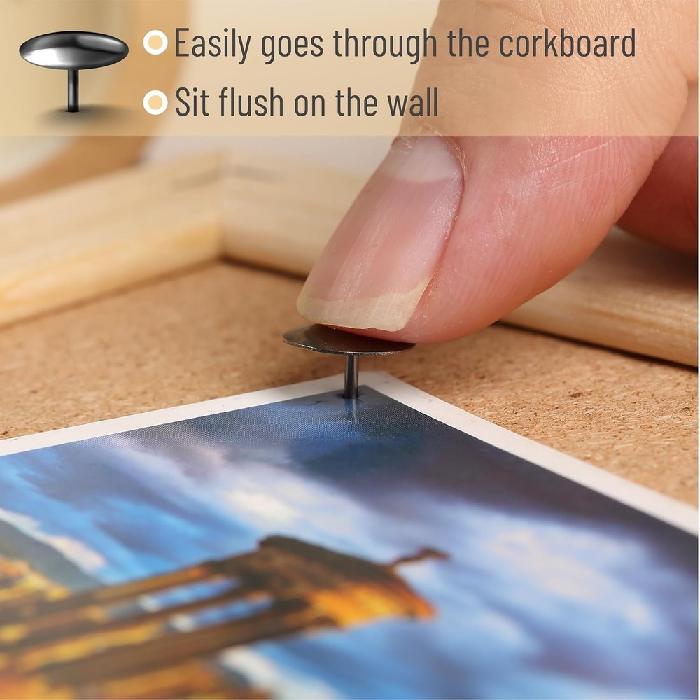 Bulk Black Thumb Tacks - 500 Pack Flat Push Pins for Effortless Organization