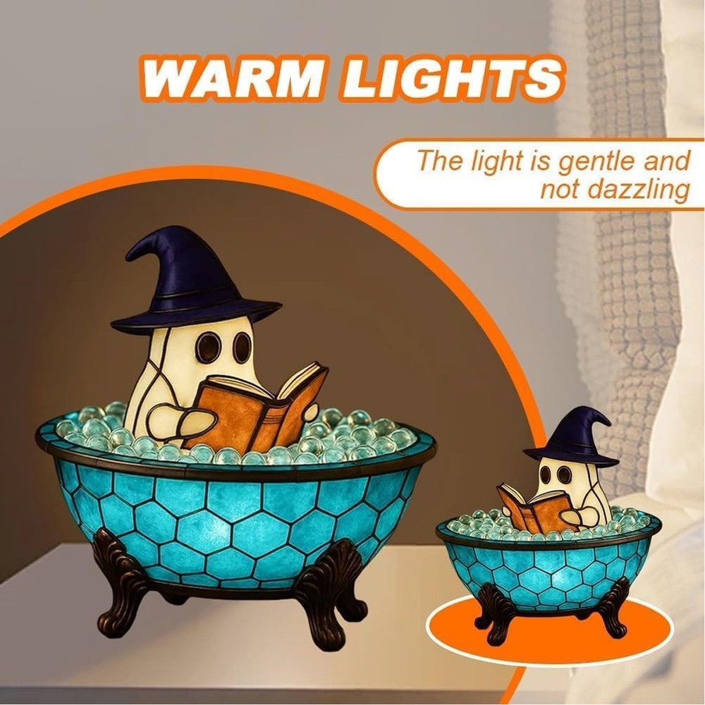 Ghost Bubble Bath Lamp, Halloween Ghost Night Light, LED Lamp for Bathroom Decor