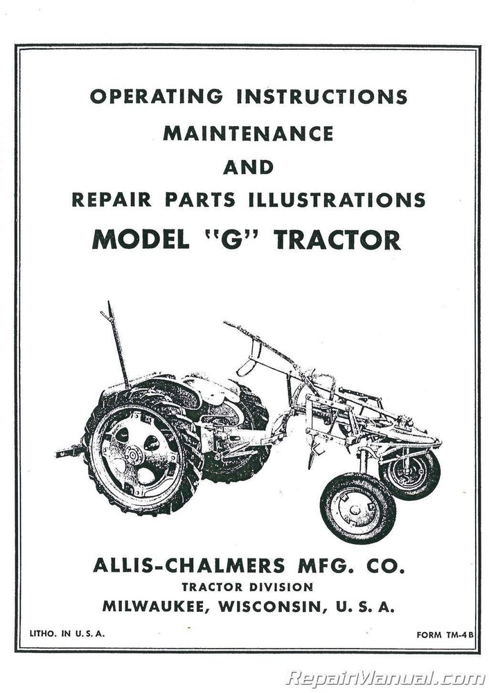 Allis Chalmers G Operators Manual