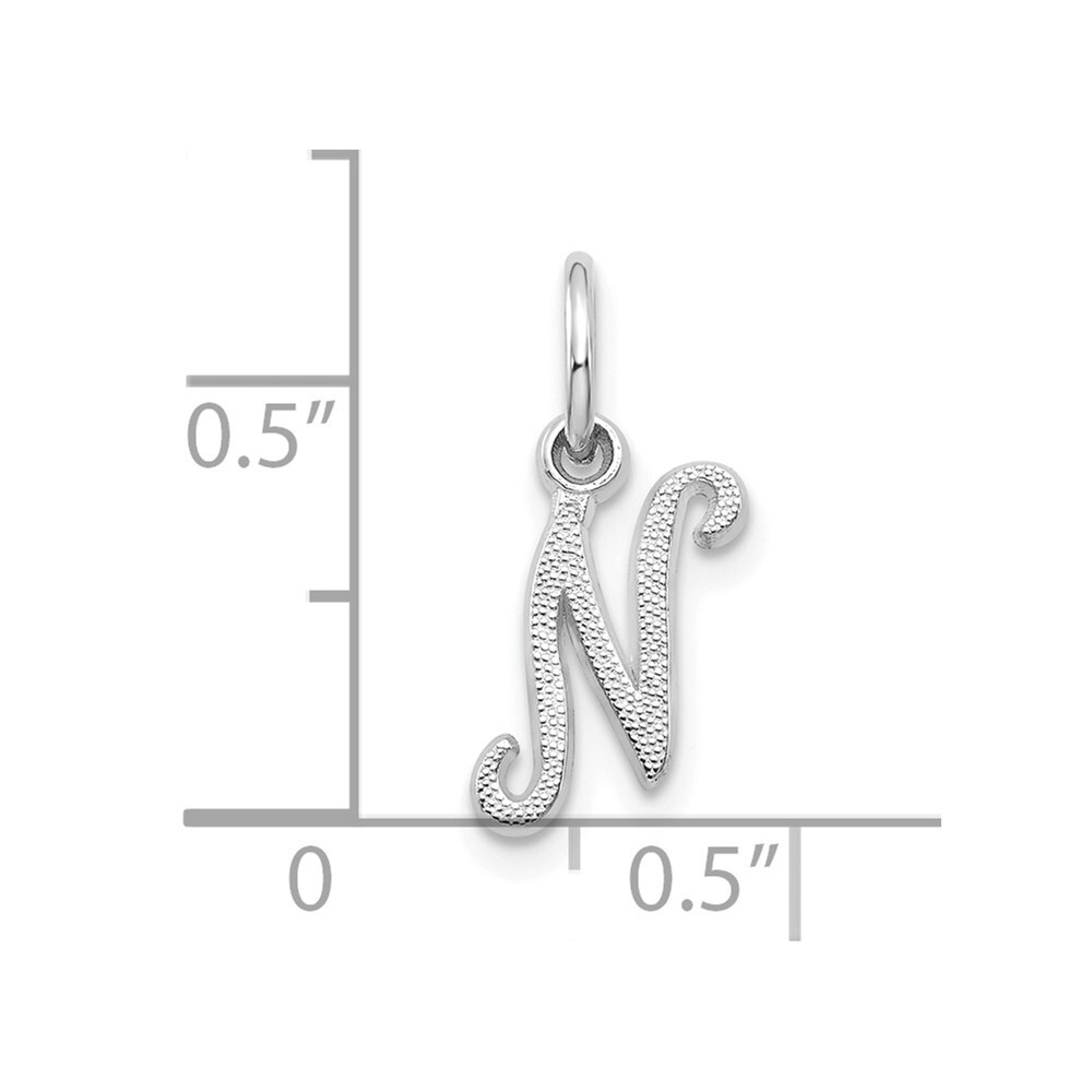 10K White Gold Initial N Charm
