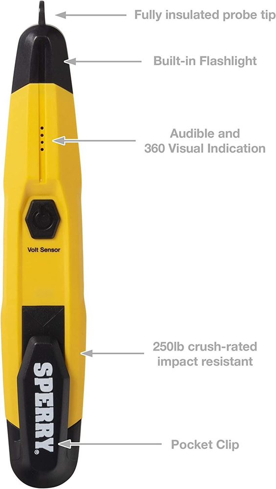 Sperry Instruments VD6508 Detector with Flashlight,cETLus Listed Yellow