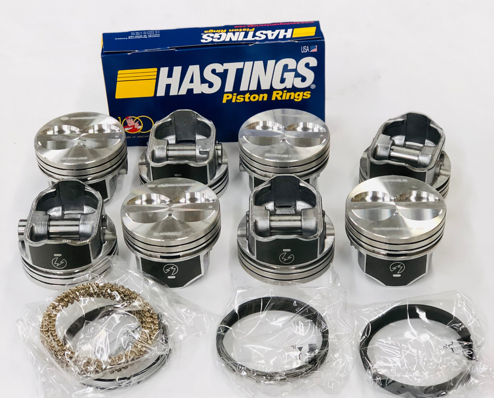 Pistons and  MOLY Rings Combo kit compatible with Chevrolet SBC SB 350 5.7L