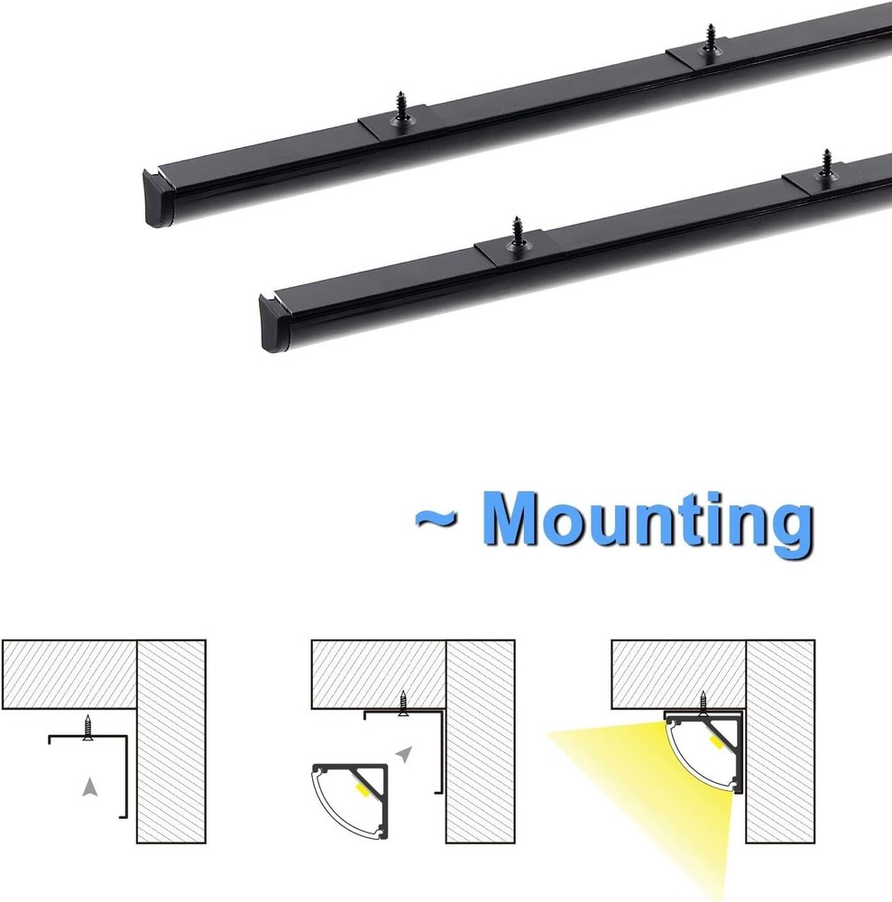 10 Pack 3.3FT V Shape LED Aluminum Channel Black Cover Diffuser Kit