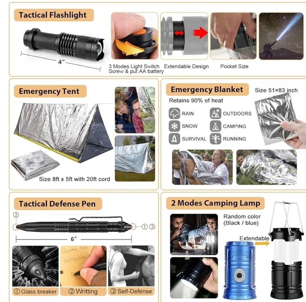 🔥Emergency Survival Kit First Aid 150 Piece Set.