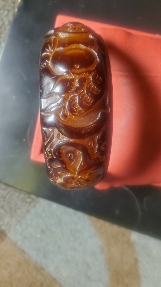 Rare Buddah bakelite carved bangle bracelet