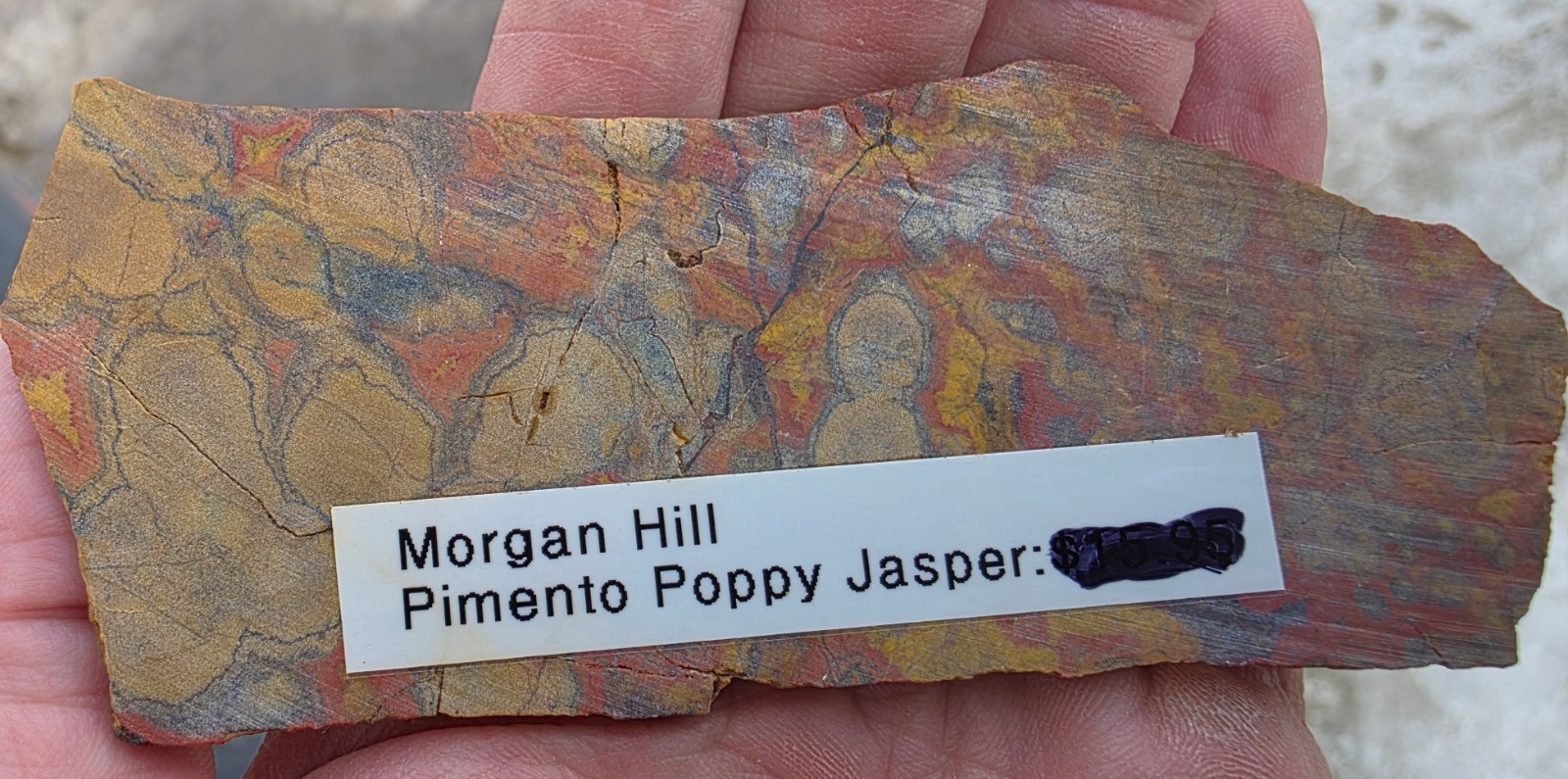 Morgan Hill Poppy Jasper Slab 87 Grams 4 3/4" Long