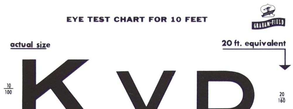 Snellen Type Chart - 20' Equivalent Distance=