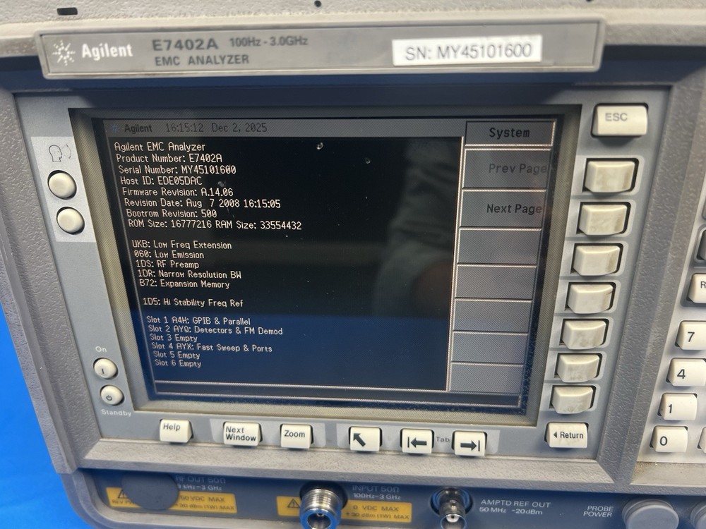 Agilent E7402A 100Hz - 3GHz EMC Analyzer/Spectrum Analyzer *READ CONDITION*