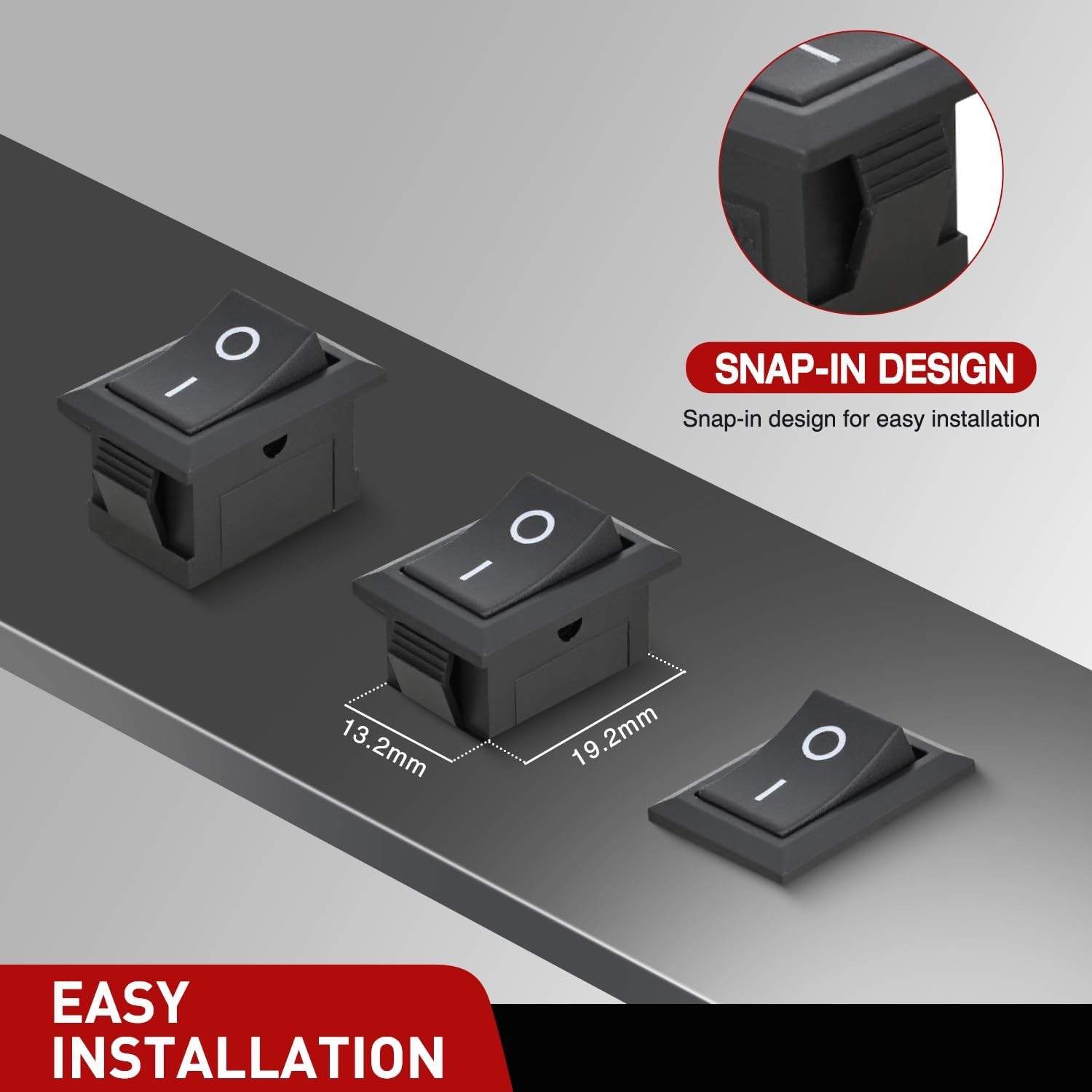 Nilight 10PCS Mini ON/Off Rocker Switch 2Pin SPST 12V 20A 125V 10A Toggle Switch