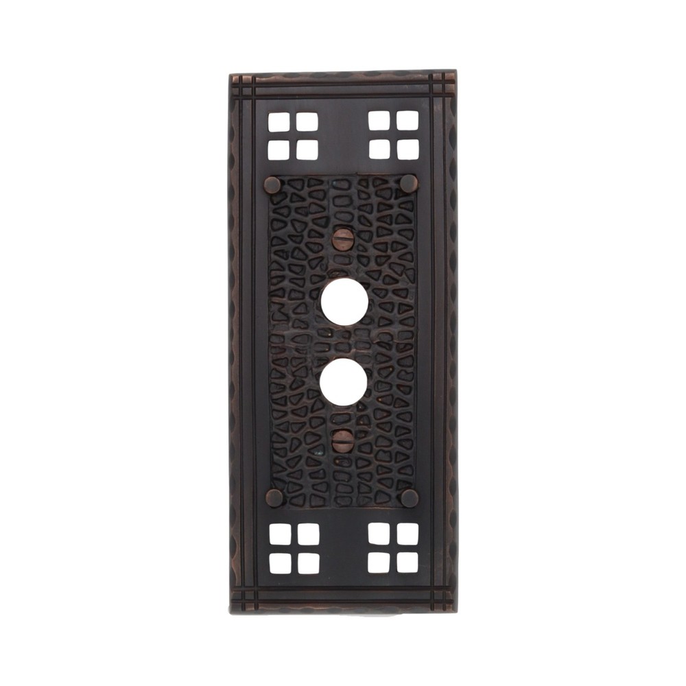 Arts and Crafts Single Push Button Switch Plate Oil Rubbed Bronze in Solid Brass