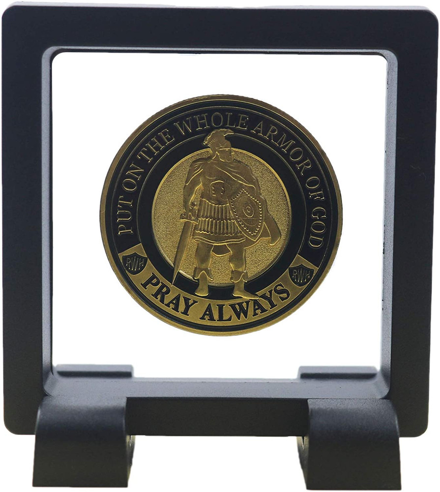 Challenge Coin Holder, Single Coin Display Case, 3D Floating Clear Frame with Fe