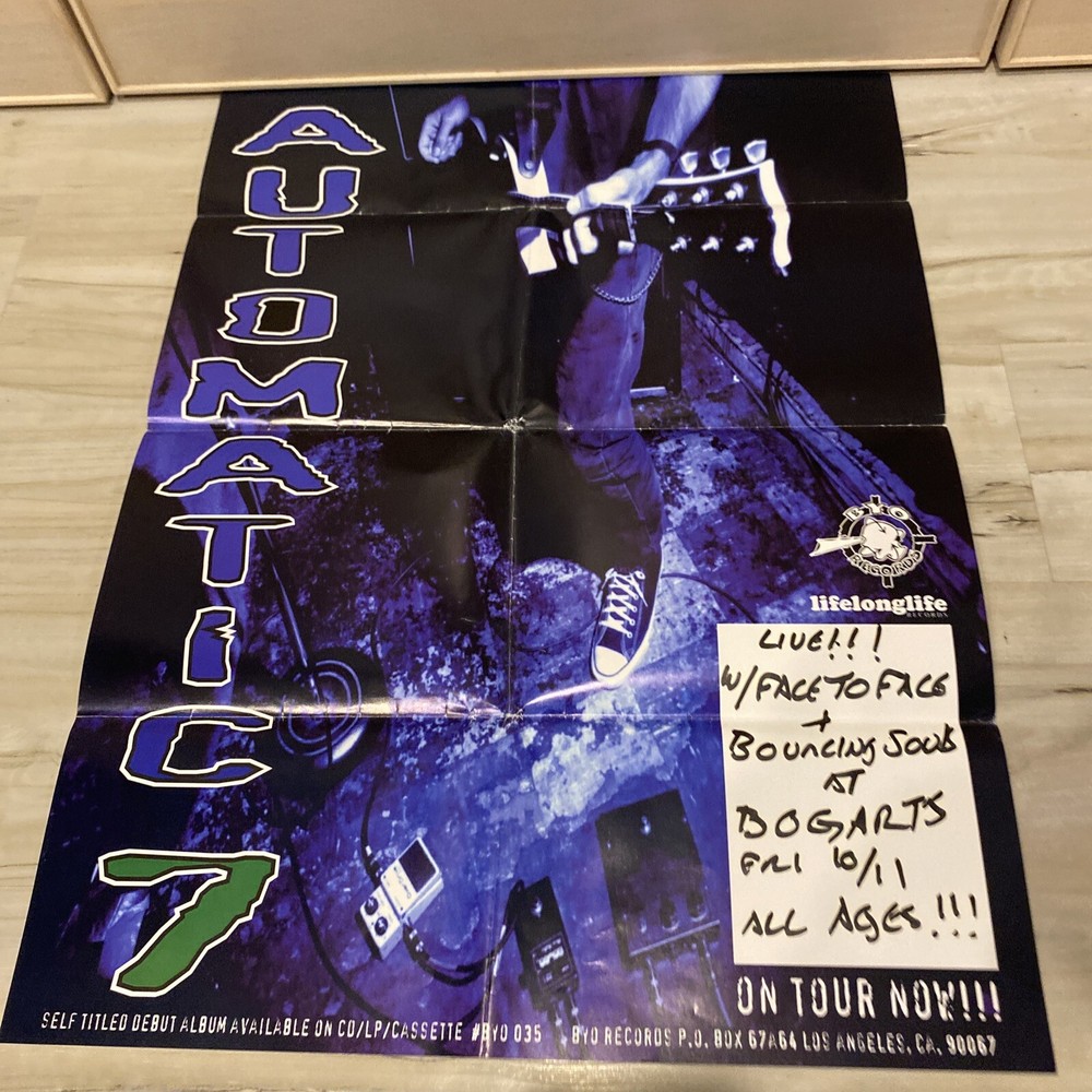 AUTOMATIC 7 1996 POSTER BYO RECORDS Better Youth 18x24 CLEVELAnd Ohio Bogarts