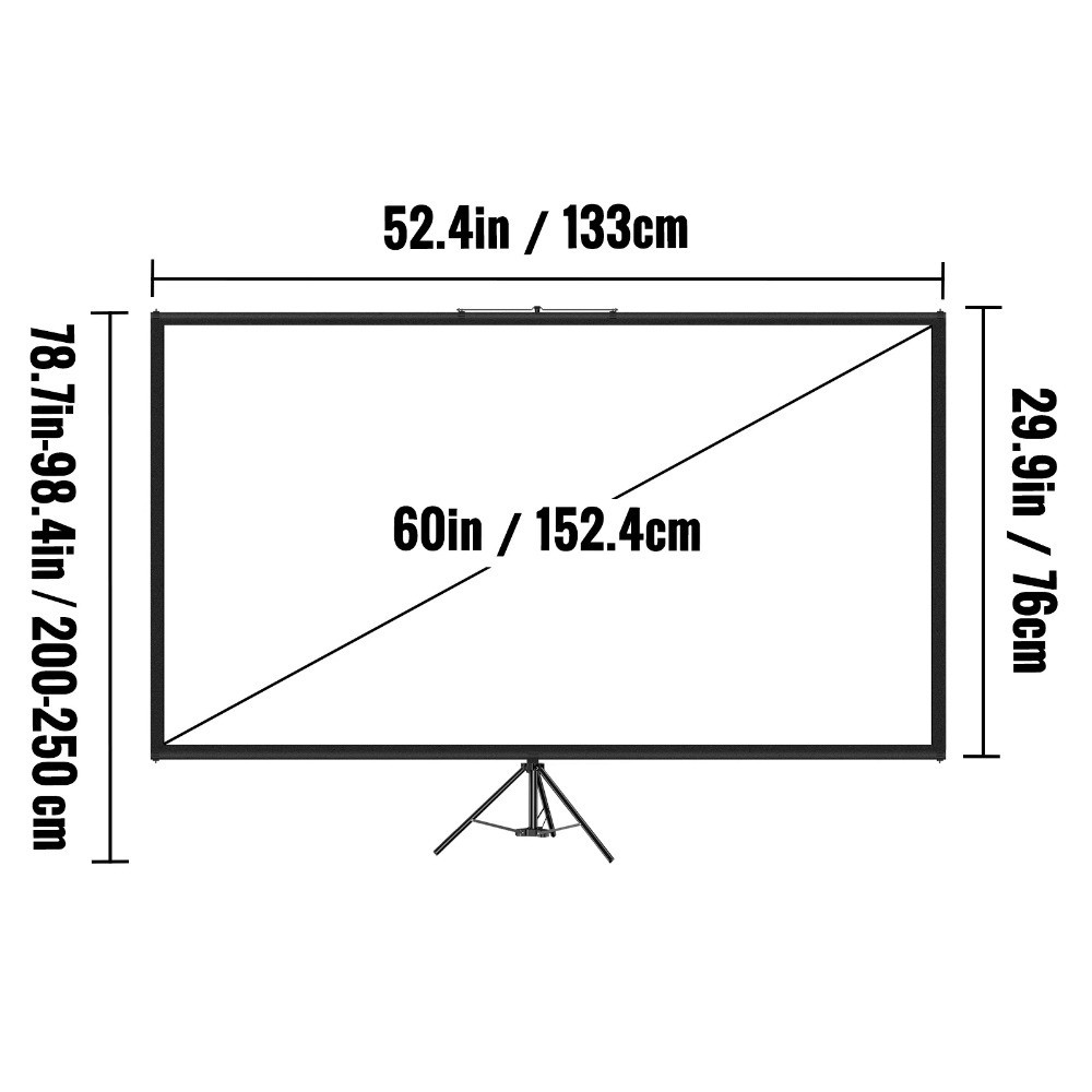 Tripod Projector Screen with Stand 60 inch 16:9 Format 4K HD Portable