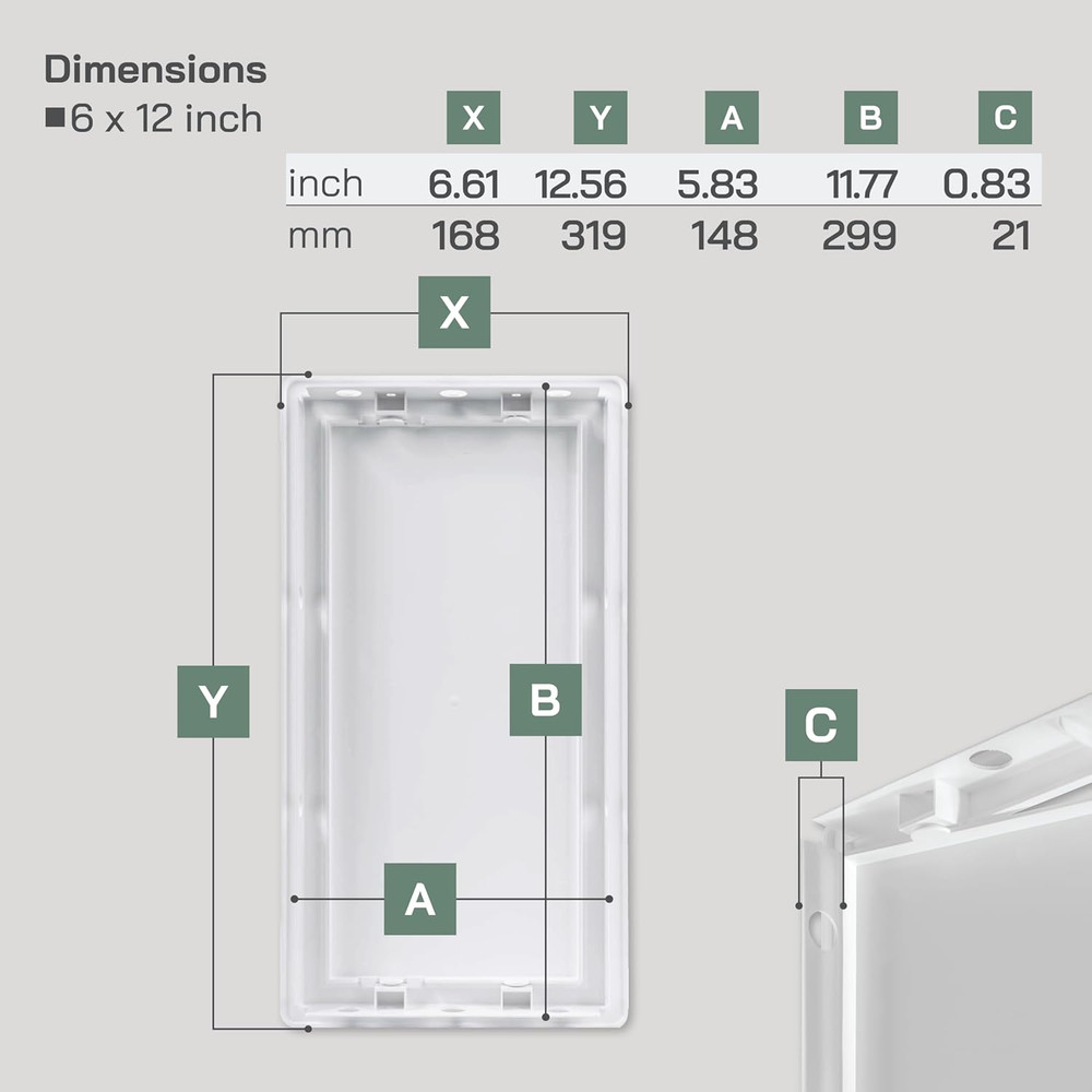 Vent Systems White ABS Plastic Access Panel 6 X 12 Inch (Opening) - Access Door